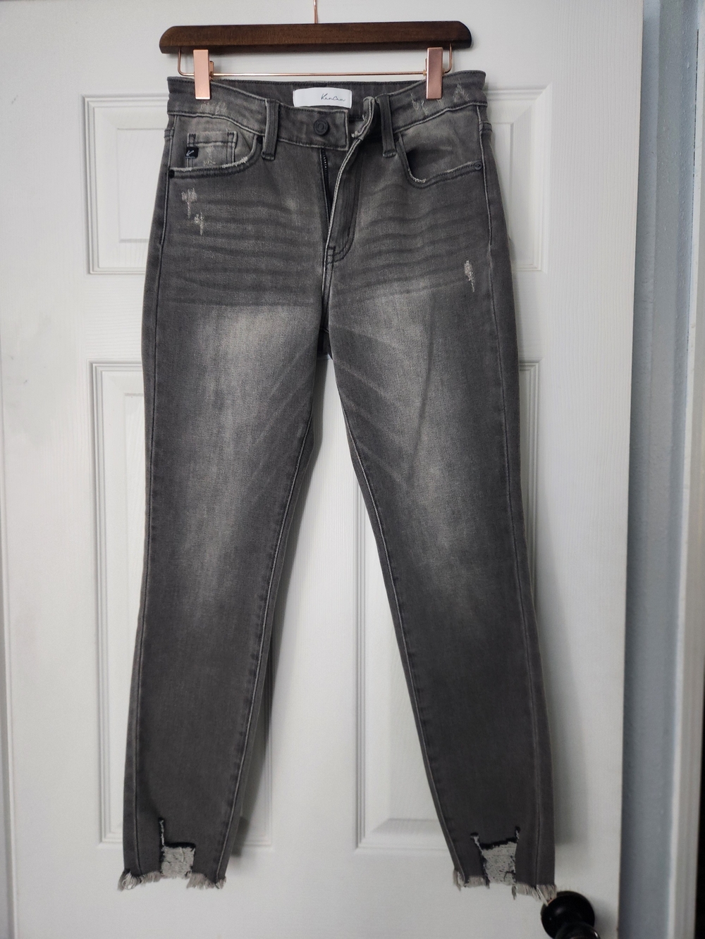 KanCan Gray Washed Distressed Skinny Jeans